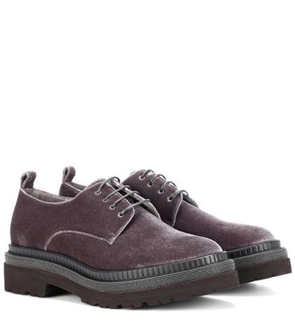 Brunello Cucinelli Velvet Derby Shoes