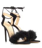 Prada Salsa 110 Feather-trimmed Suede Sandals