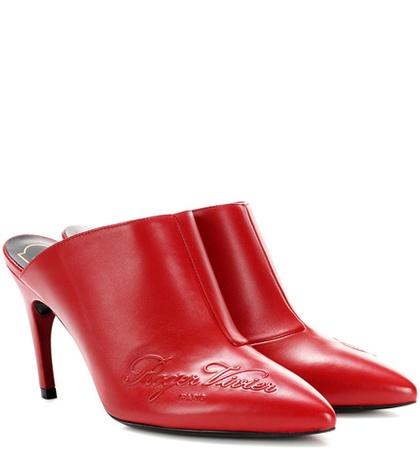 Roger Vivier La'bel Choc Leather Mules