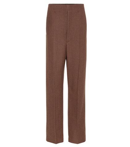 Ganni Checked Wool-blend Trousers