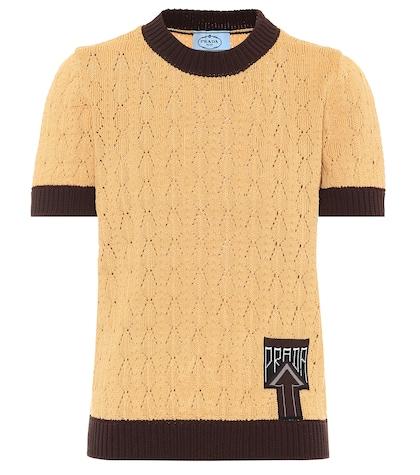 Prada Pointelle-knit Cotton-blend Sweater