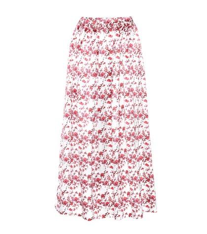 Huishan Zhang Tilda Floral-printed Silk-satin Skirt