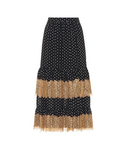 Alexachung Polka-dot And Lace Midi Skirt