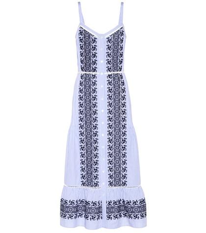 Veronica Beard Joni Embroidered Cotton Midi Dress