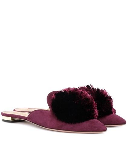 Gianvito Rossi Powder Puff Suede Slippers