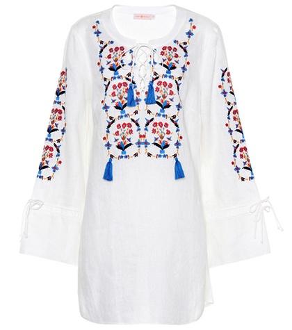 Redvalentino Wildflower Embroidered Linen Dres