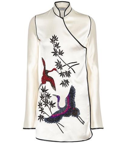 Attico Elena Embellished Satin Kimono Mini Dress