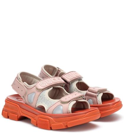 Gucci Leather And Mesh Sandals