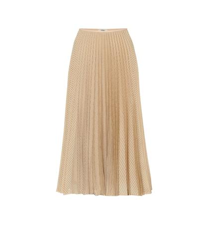 Fendi Pleated Wool And Mohair Midi Skirt