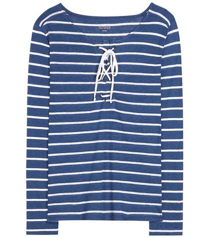 Proenza Schouler Lavender Striped Linen-blend Top