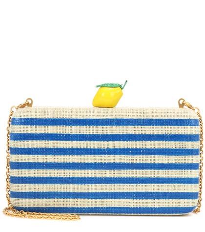 Kayu Vera Striped Straw Clutch