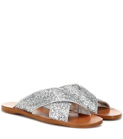 Bonpoint Glitter And Leather Sandals