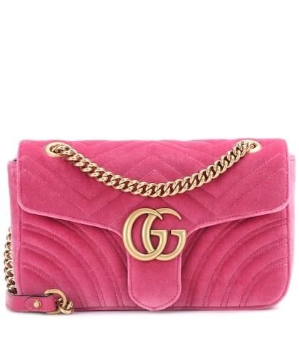 Balenciaga Gg Marmont Small Velvet Shoulder Bag