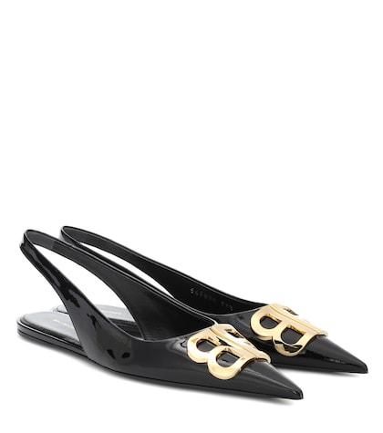 Balenciaga Bb Patent Leather Slingback Flats