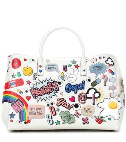 Salvatore Ferragamo Ebury Maxi All Over Stickers Leather Shopper