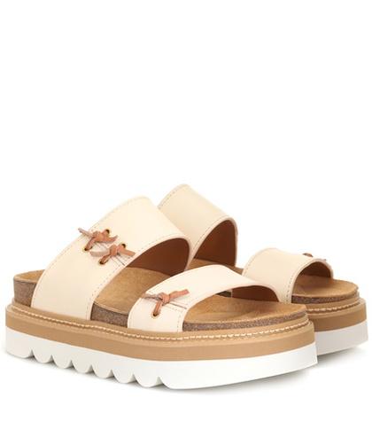 See By Chlo Leather Platform Slides