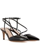 Gianvito Rossi Carlyle Mid Patent Leather Slingback Pumps