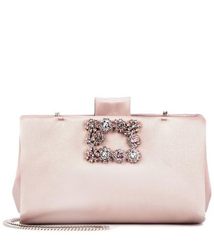 Roger Vivier Soft Flowers Satin Clutch