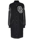 Opening Ceremony Varsity Long Leather And Wool-blend Coat