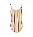 Asceno Classic Square Neck Striped Swimsuit
