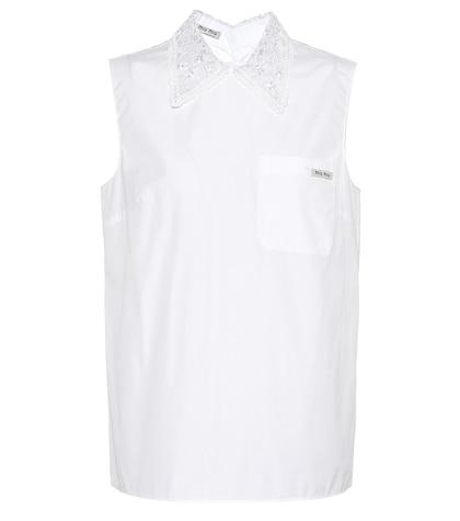 Miu Miu Cotton Sleeveless Poplin Shirt