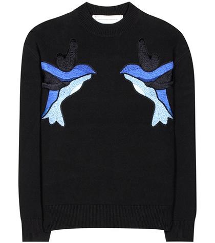 Victoria Victoria Beckham Embroidered Stretch-cotton Sweater