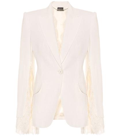 Alexander Mcqueen Lace-trimmed Crêpe Jacket