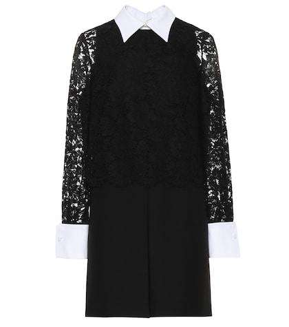 Valentino Lace-sleeved Wool And Silk Dress