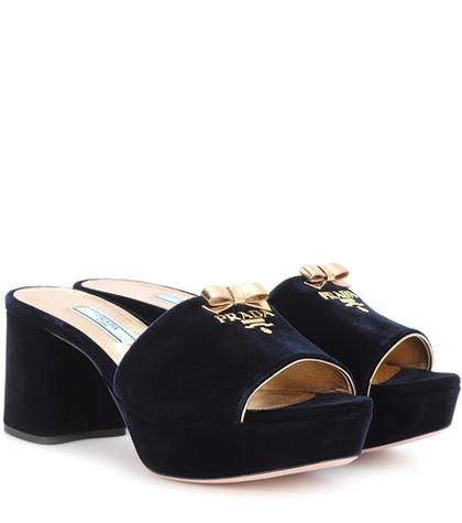 Roberto Cavalli Velvet Plateau Sandals