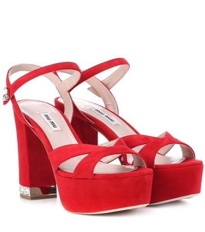 Miu Miu Suede Plateau Sandals