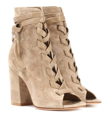 Gianvito Rossi Brooklyn Open-toe Suede Ankle Boots