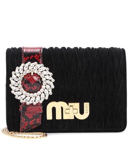 Dolce & Gabbana Embellished Velvet Shoulder Bag