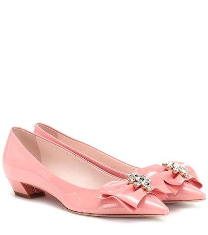 Roger Vivier Bow Jewels Patent Leather Pumps