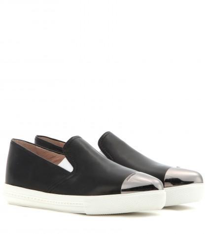 Miu Miu Leather Slip-on Sneakers