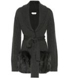 Fendi Fur-trimmed Wool-blend Cardigan