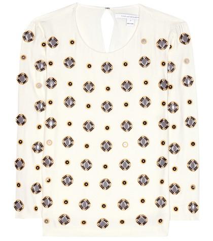 Diane Von Furstenberg Luna Embellished Silk-blend Blouse