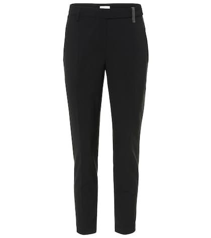 Brunello Cucinelli Mid-rise Wool-blend Cigarette Pants