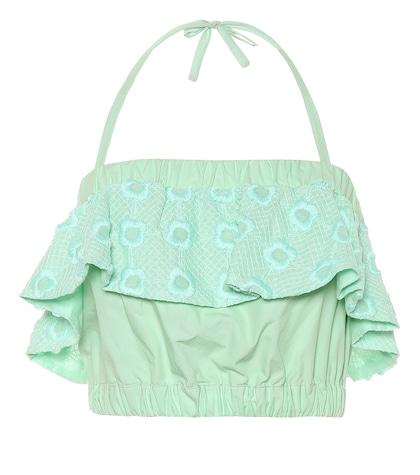 Fendi Ruffled Cotton Crop Top