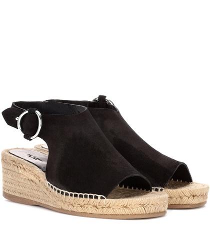 Miu Miu Calla Suede Raffia Wedge Sandals