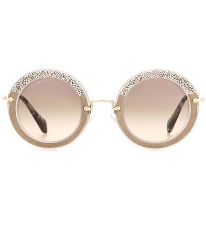 Prada Embellished Round Sunglasses