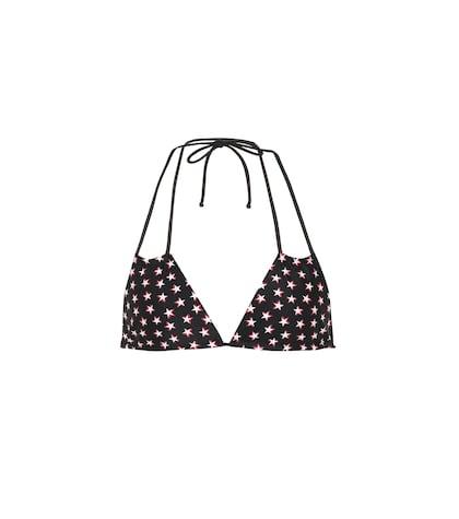 Saint Laurent Star-printed Triangle Bikini Top