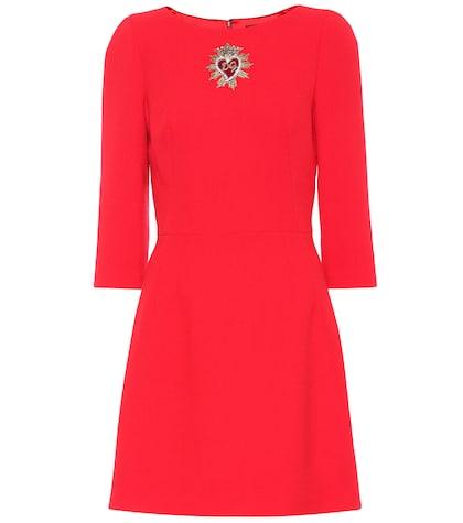 Dolce & Gabbana Embroidered Wool Crêpe Dress