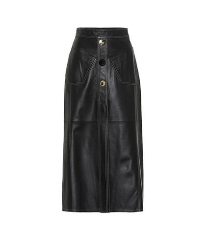Ellery Aggie Leather Midi Skirt