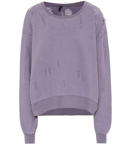 Self-portrait Distressed Cotton Hoodie