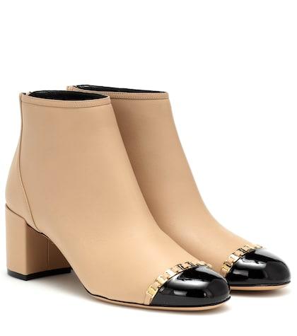 Salvatore Ferragamo Vara Chain Leather Ankle Boots