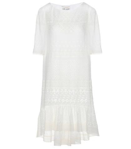 Saint Laurent Broderie Anglaise Silk-blend Dress