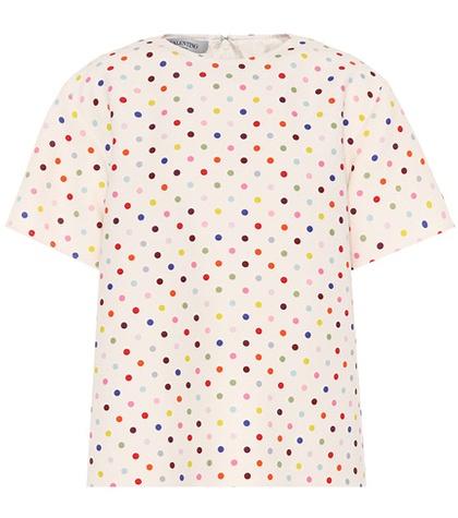 Valentino Polka-dot Wool And Silk Top