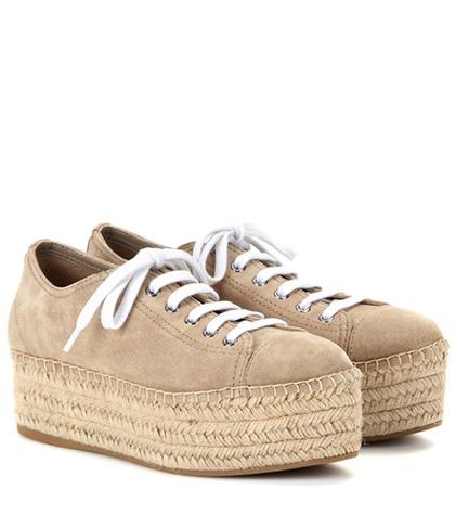 Miu Miu Suede Espadrille-style Platform Sneakers