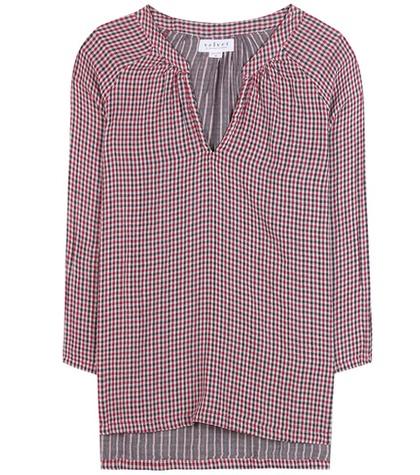 Velvet Tamra Check Cotton Blouse
