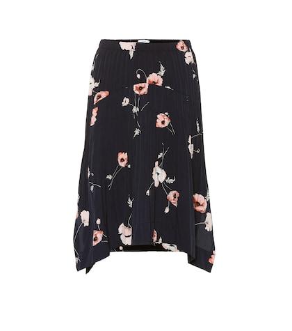 Vince Pleated Floral Midi Skirt